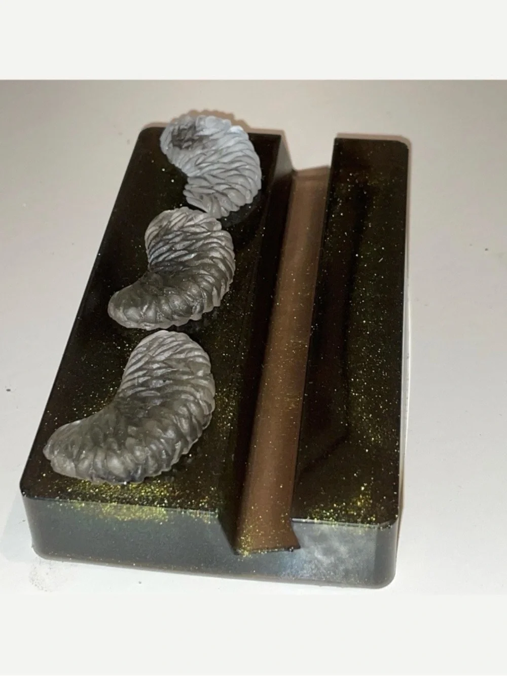 Black Glitter Galaxy Clear Citrus Slices Cell Phone Stand, Business Card Holder